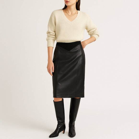 Modo Gaspari Vera Pelle vintage leather pencil skirt Size 6 - Picture 2 of 12